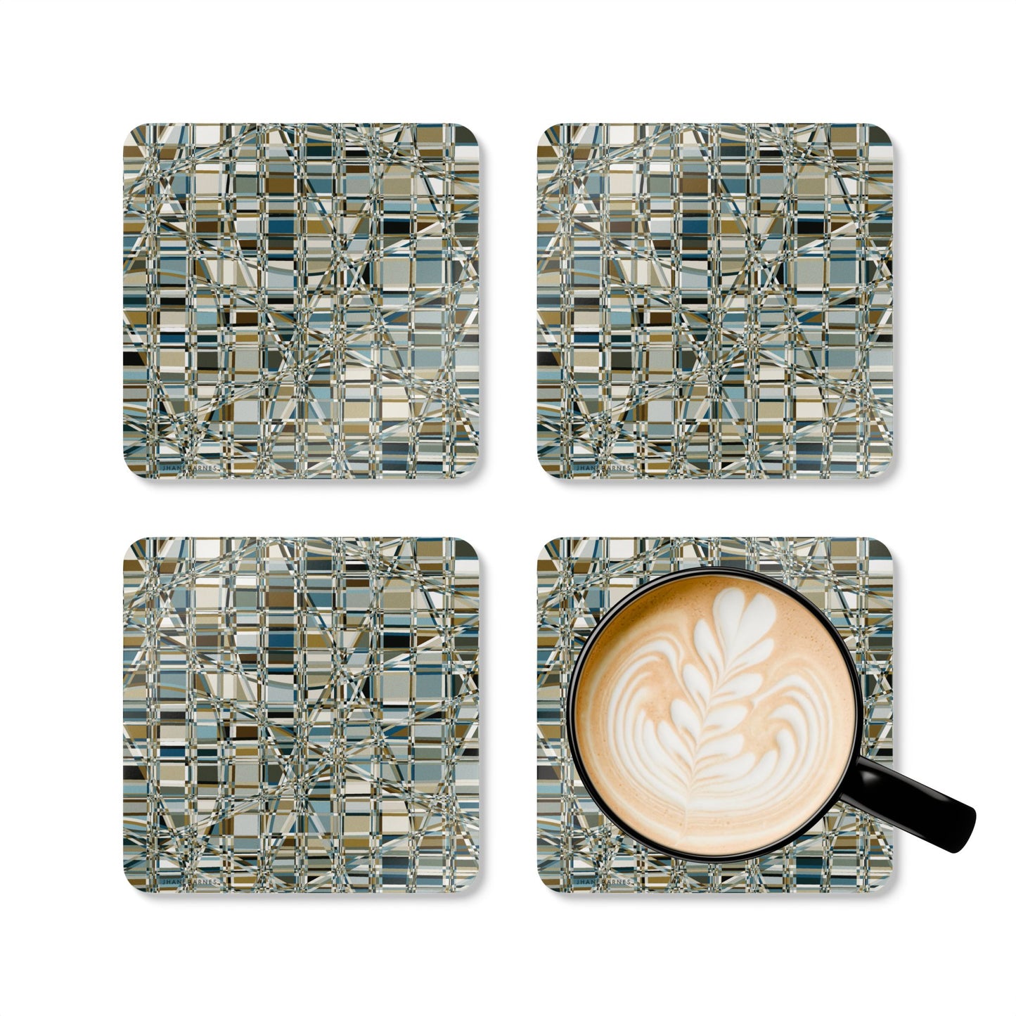Corkwood Coaster Set (4 pcs) "GRIDWRAP" COL Mint Chocolate
