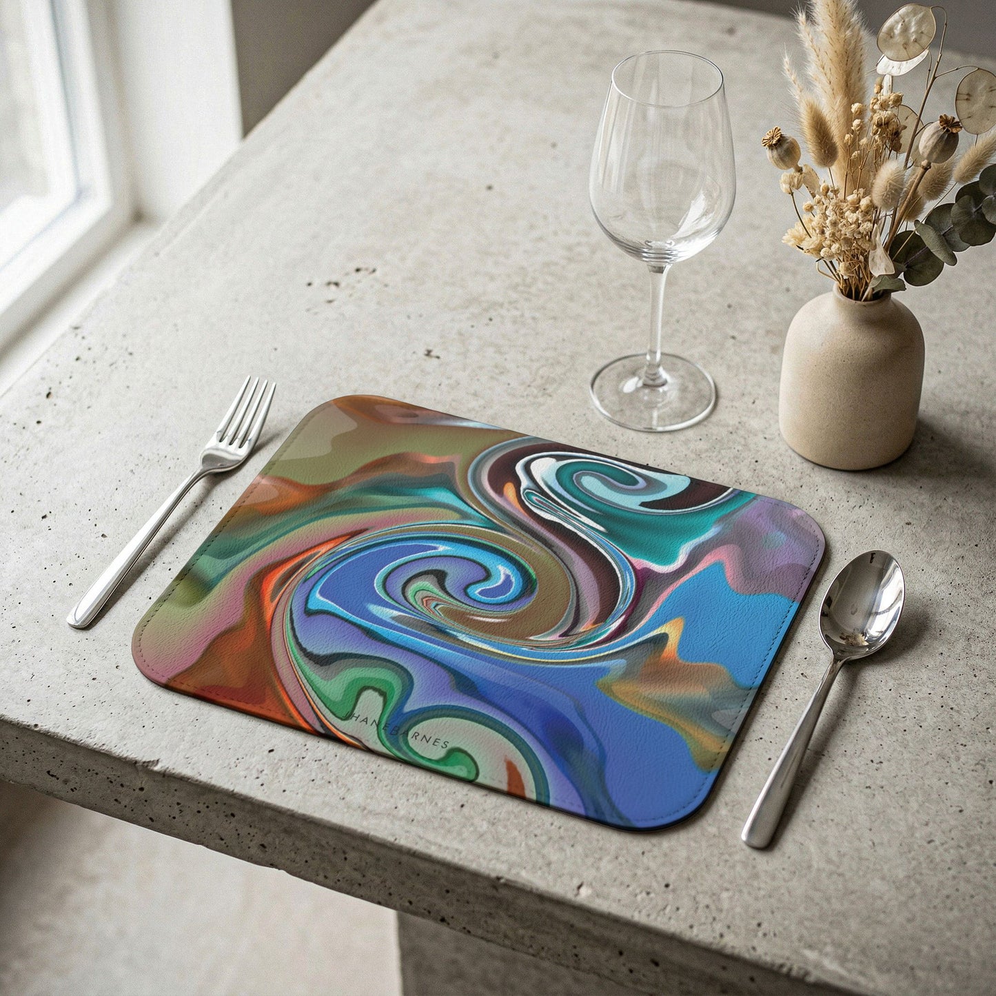 Leather Placemat "CENTRAL SWIRL"