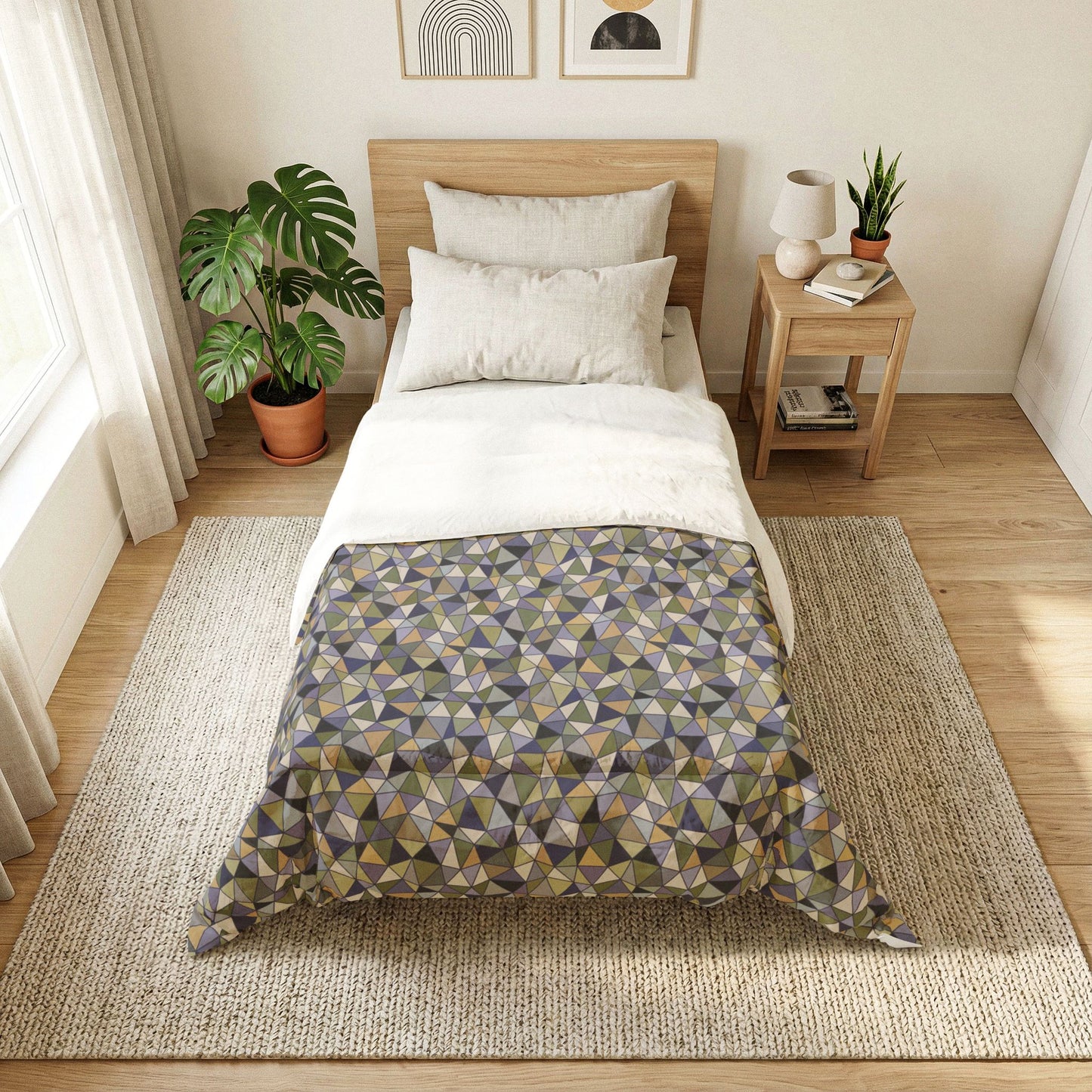 Cotton Comforter "LATTICE" col. Moss Behaving