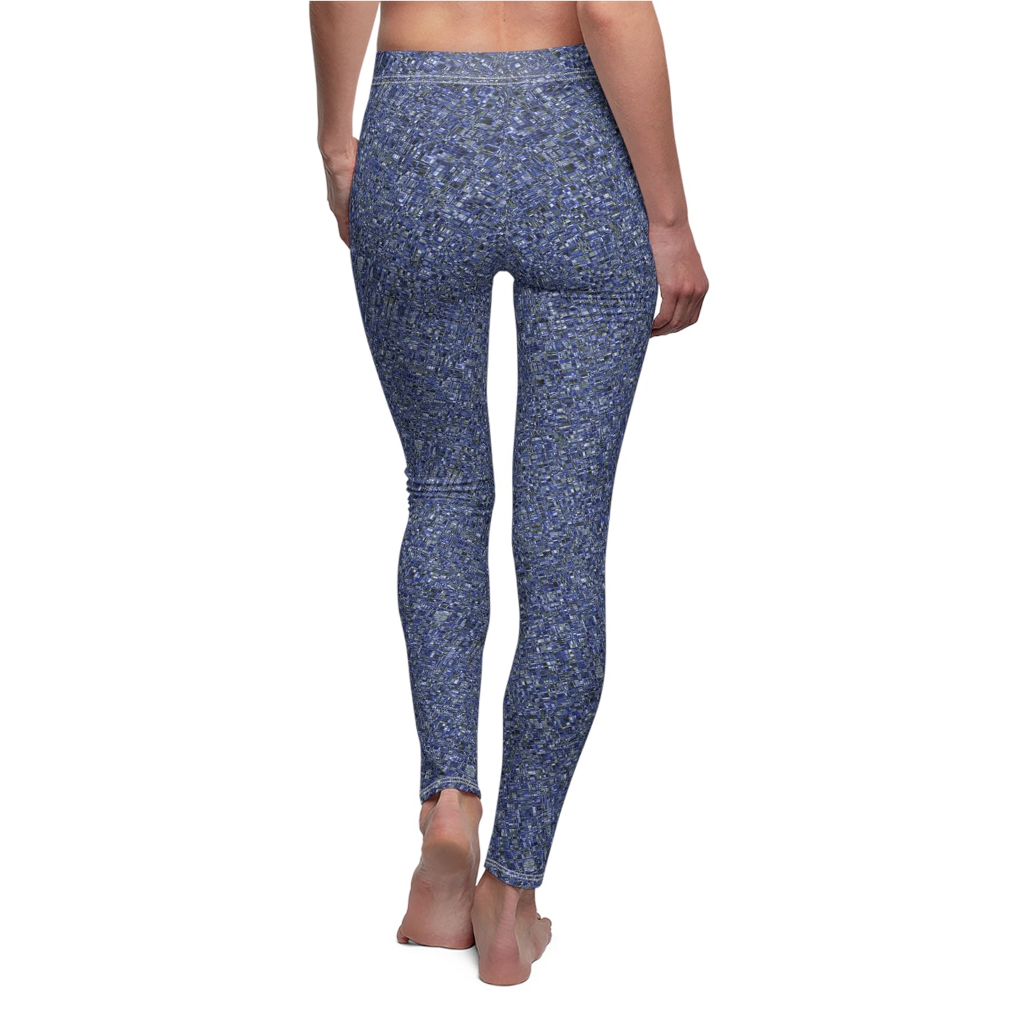 Women's Cut & Sew Casual Leggings "MADRAS MAYHEM" col. Cobalt Pulse