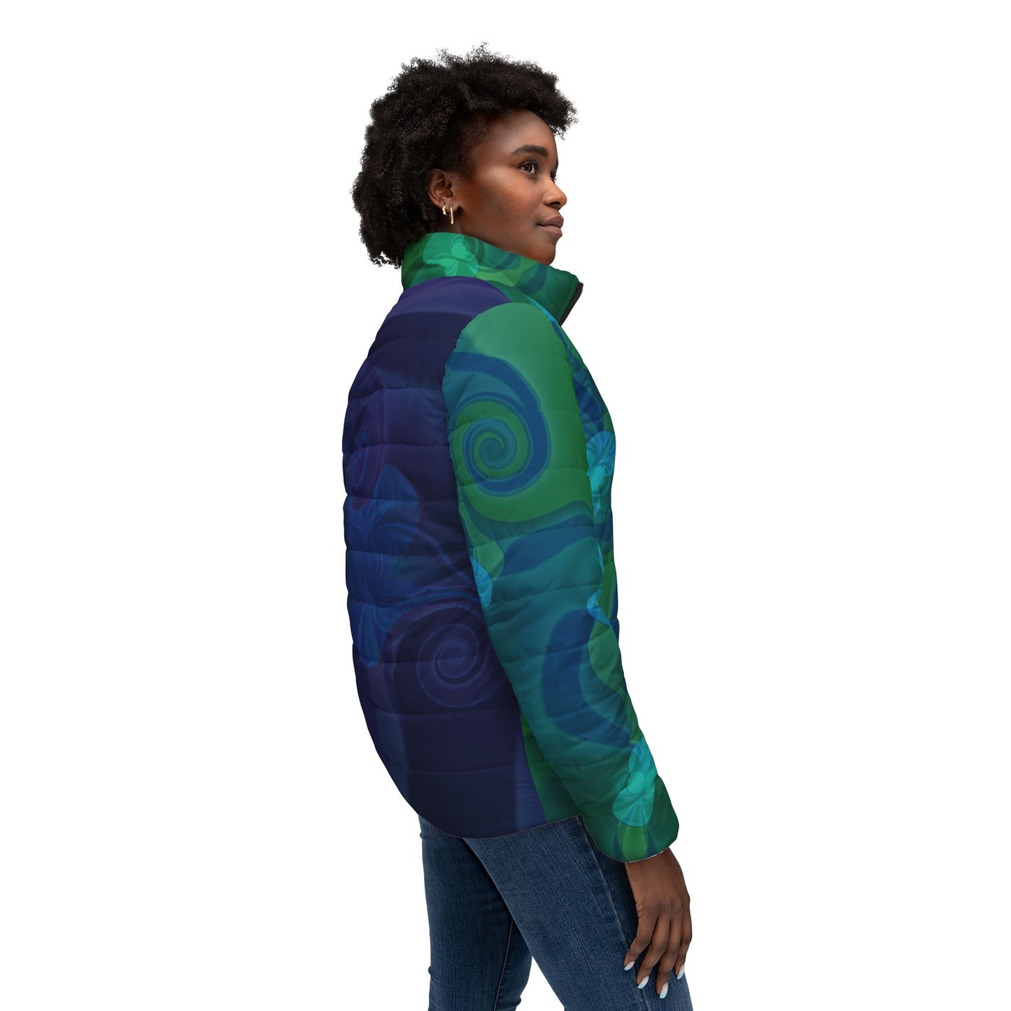 Women’s Puffer Jacket "GALACTIC WINDS" Jhane Barnes custom design