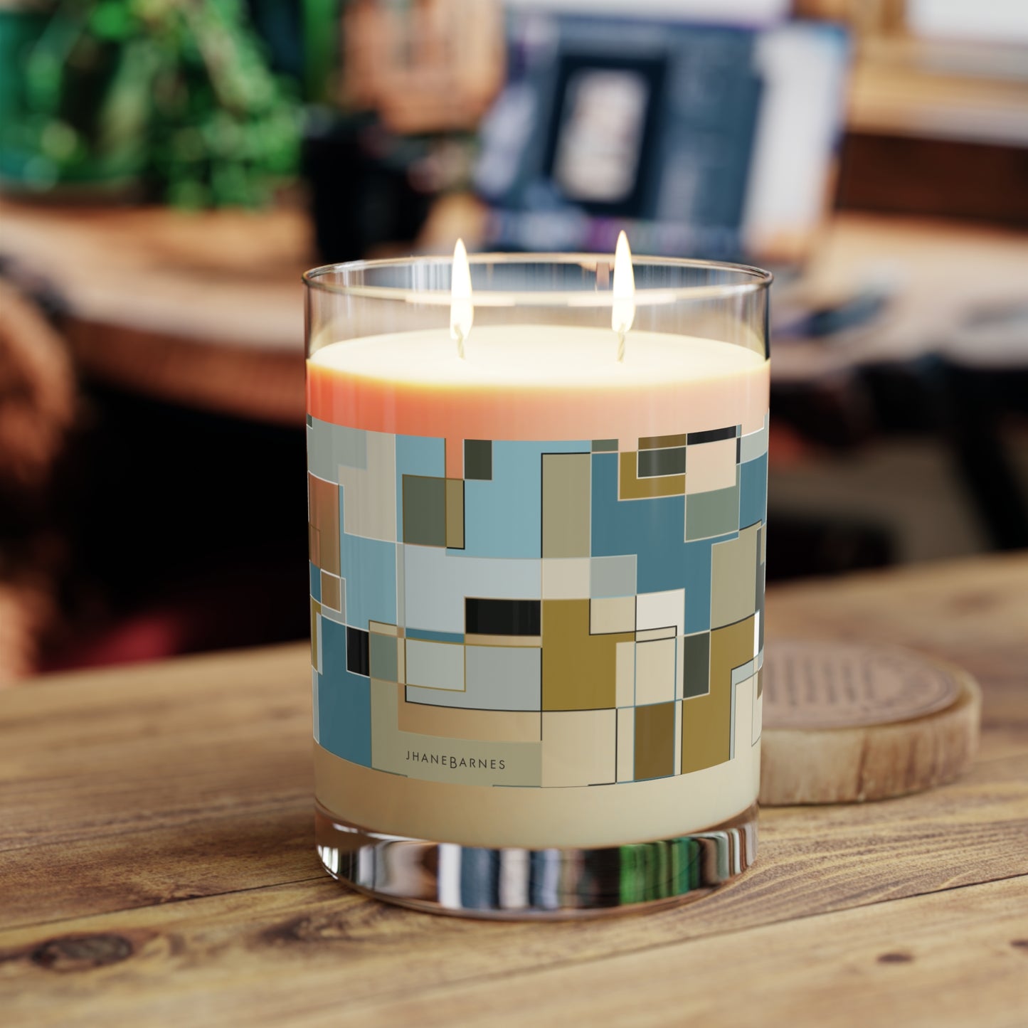 "POLYOMINOES" col. Mint Chocolate Scented Candle - choose from three scents, 11oz