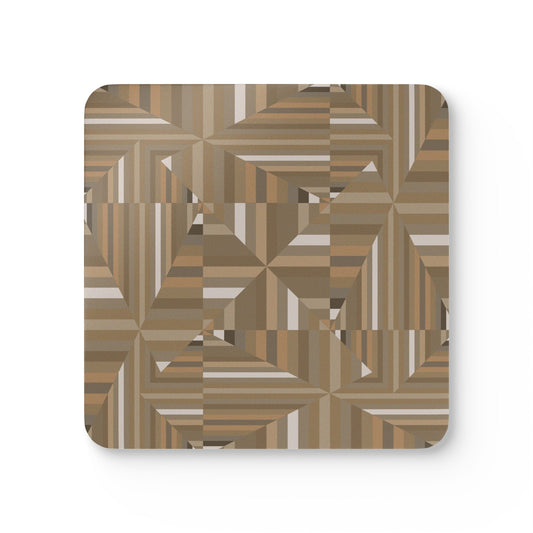 Corkwood Coaster Set  (4 pcs)  "ANGLES" col Woods