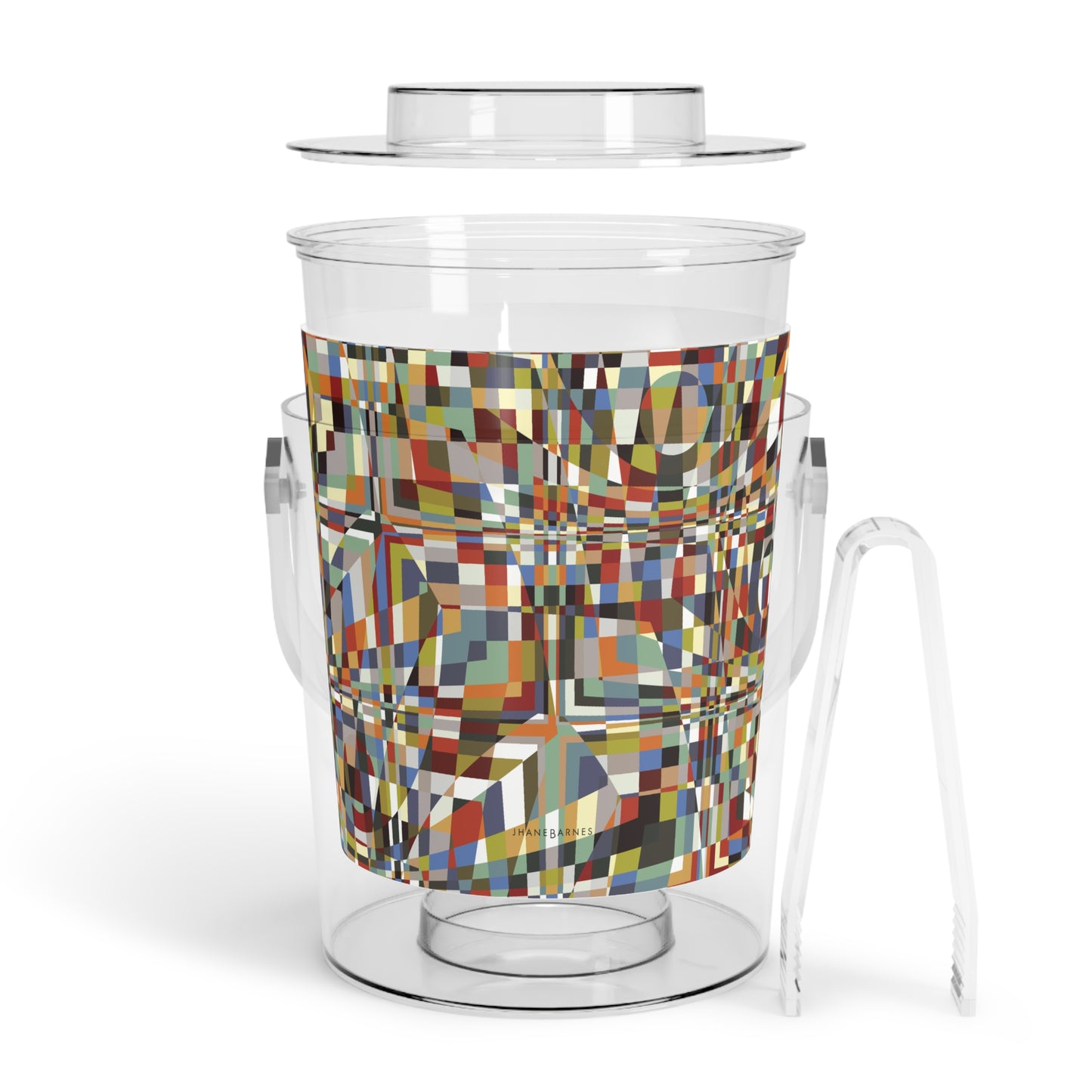 Ice Bucket with Tongs "QUAD" col. Varicolor - design by Jhane Barnes
