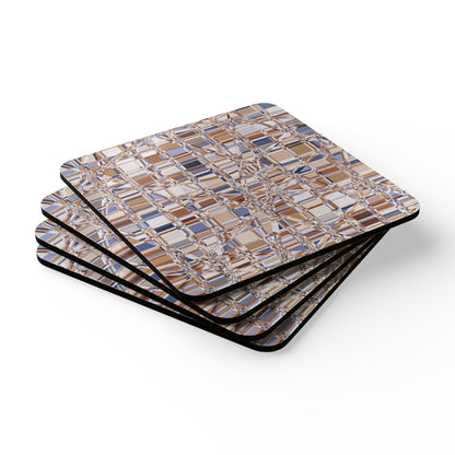 Corkwood Coaster Set  (4 pcs)  "GRIDWRAP" col Mirage