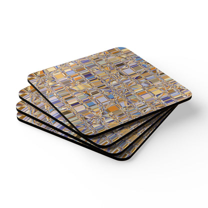 Corkwood Coaster Set  (4 pcs)  "GRIDWRAP" col Sedona