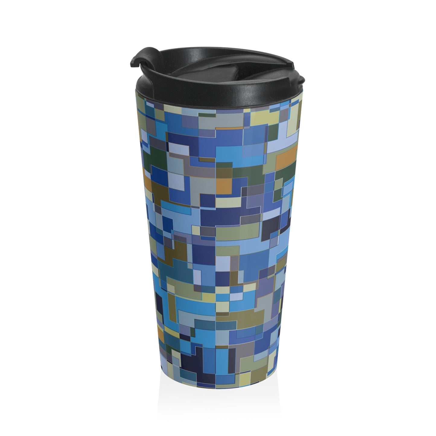 "POLYOMINOES"  Col Blue Jeans - Stainless Steel Travel Mug