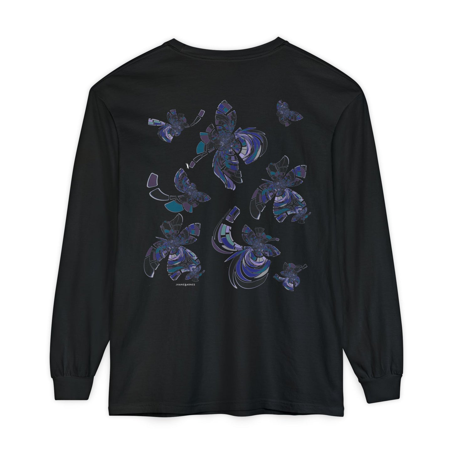 Unisex Long Sleeve T-Shirt "MONDRIAN SPACE" in Blue. Perfect for Casual Comfort and Unique Style