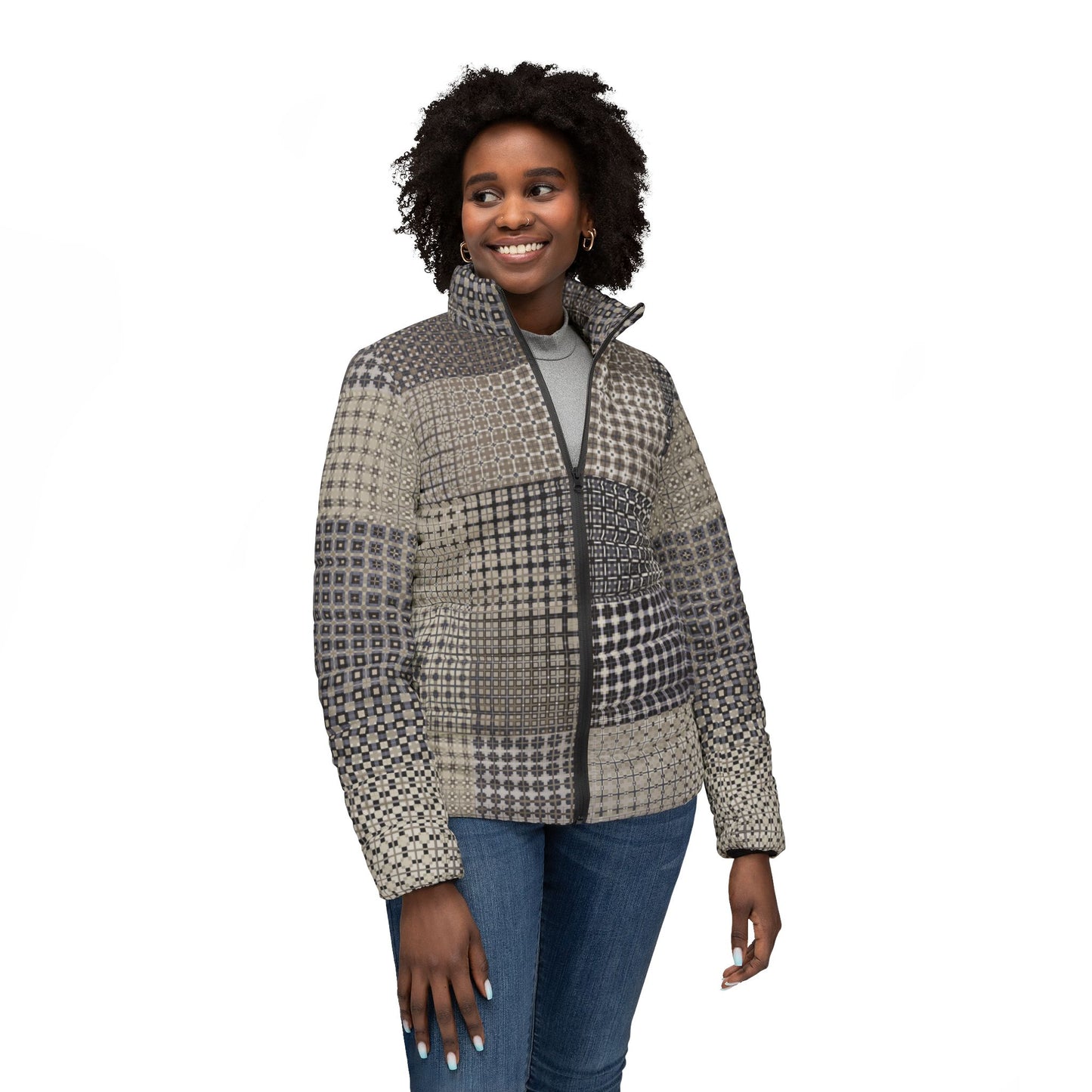 Women’s Puffer Jacket "FREQUENCY" col-1, Jhane Barnes custom design