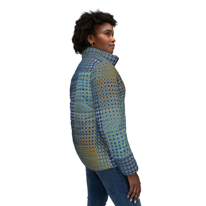 Women’s Puffer Jacket "FREQUENCY" col Blue Jeans, Jhane Barnes custom design