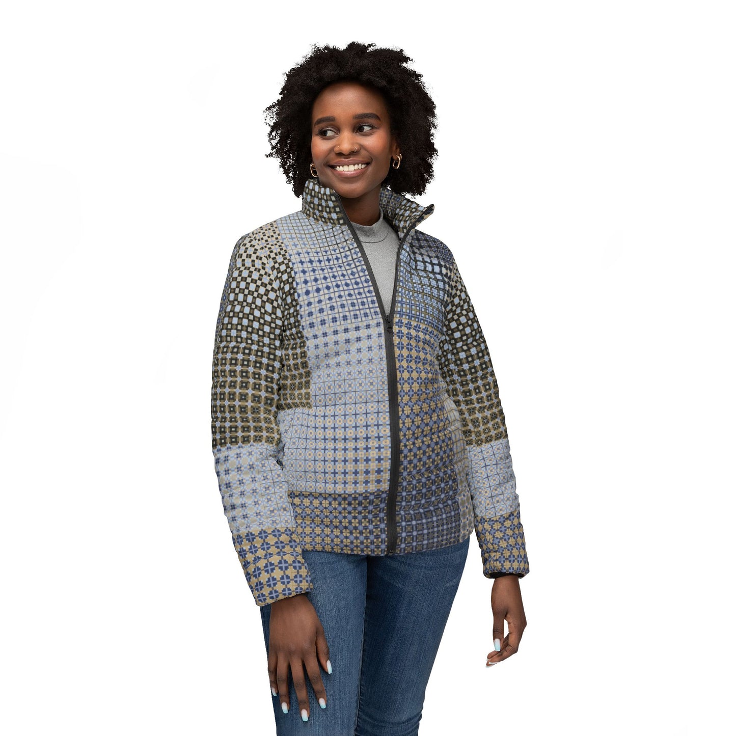 Women’s Puffer Jacket "FREQUENCY" col-13, Jhane Barnes custom design