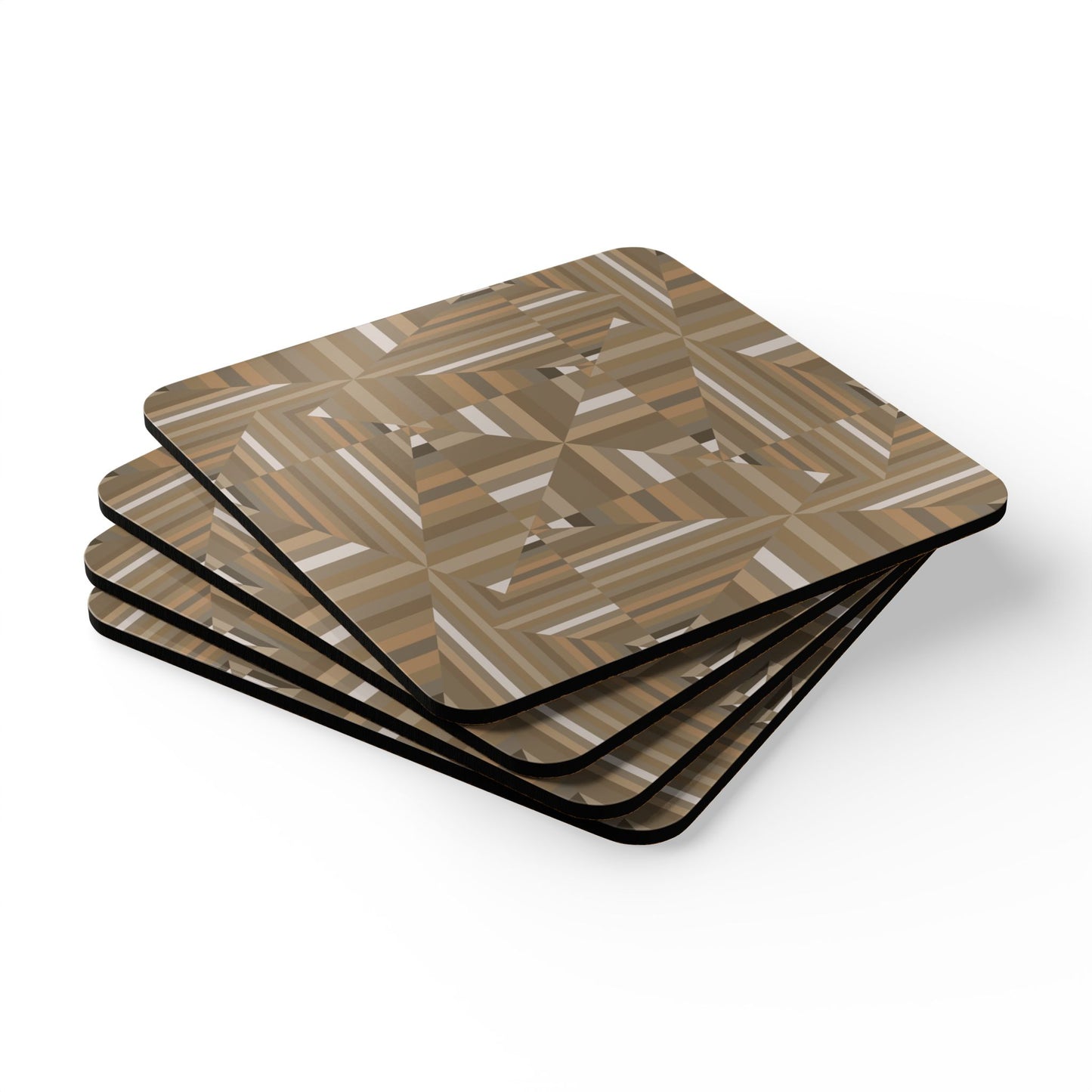 Corkwood Coaster Set  (4 pcs)  "ANGLES" col Woods