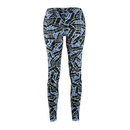 Women's Mid-rise Casual Leggings "GEODESIC" col. Black & Blue