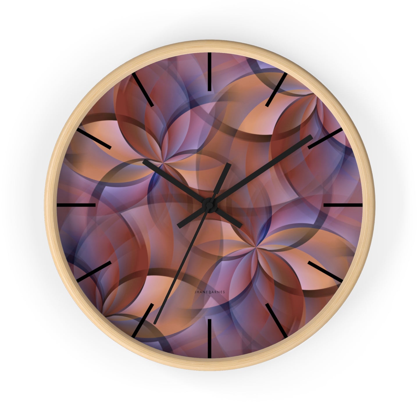 "FLORA" col Red Rock  -  Jhane Barnes custom designed Wall Clock. *Click to select your base color + hands that best matches your space