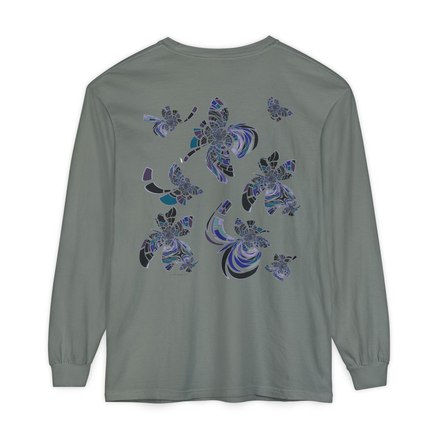 Unisex Long Sleeve T-Shirt "MONDRIAN SPACE" in Blue. Perfect for Casual Comfort and Unique Style