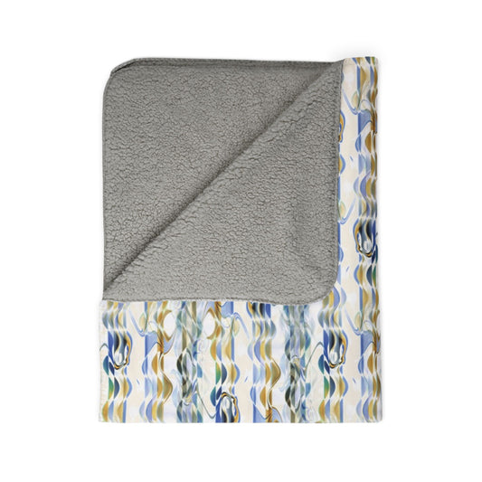 Fleece Sherpa Blanket "SMOKEY STRIPE"  Jhane Barnes design