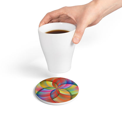 Ceramic Coaster "RAINBOW FLOWER"