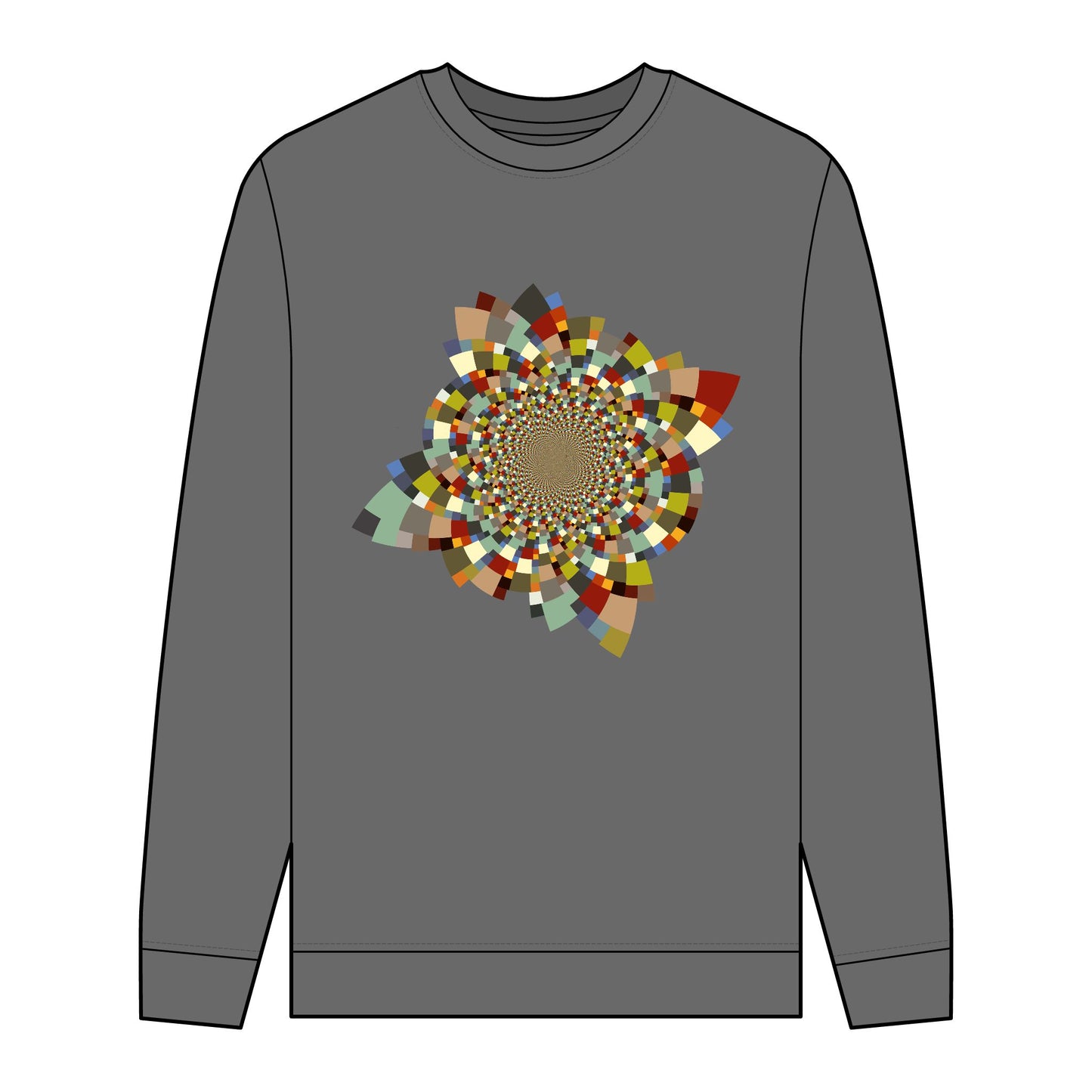 Men's Organic Sweatshirt with Schatt Inversion Pattern - Eco-Friendly Style