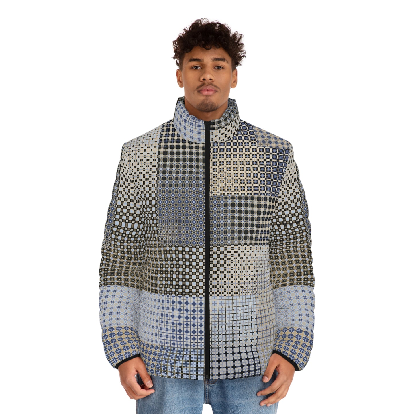 Men's Puffer Jacket "FREQUENCY" col. Moss Behaving. Jhane Barnes custom design