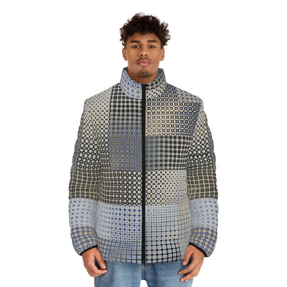 Men's Puffer Jacket "FREQUENCY" col. Moss Behaving. Jhane Barnes custom design