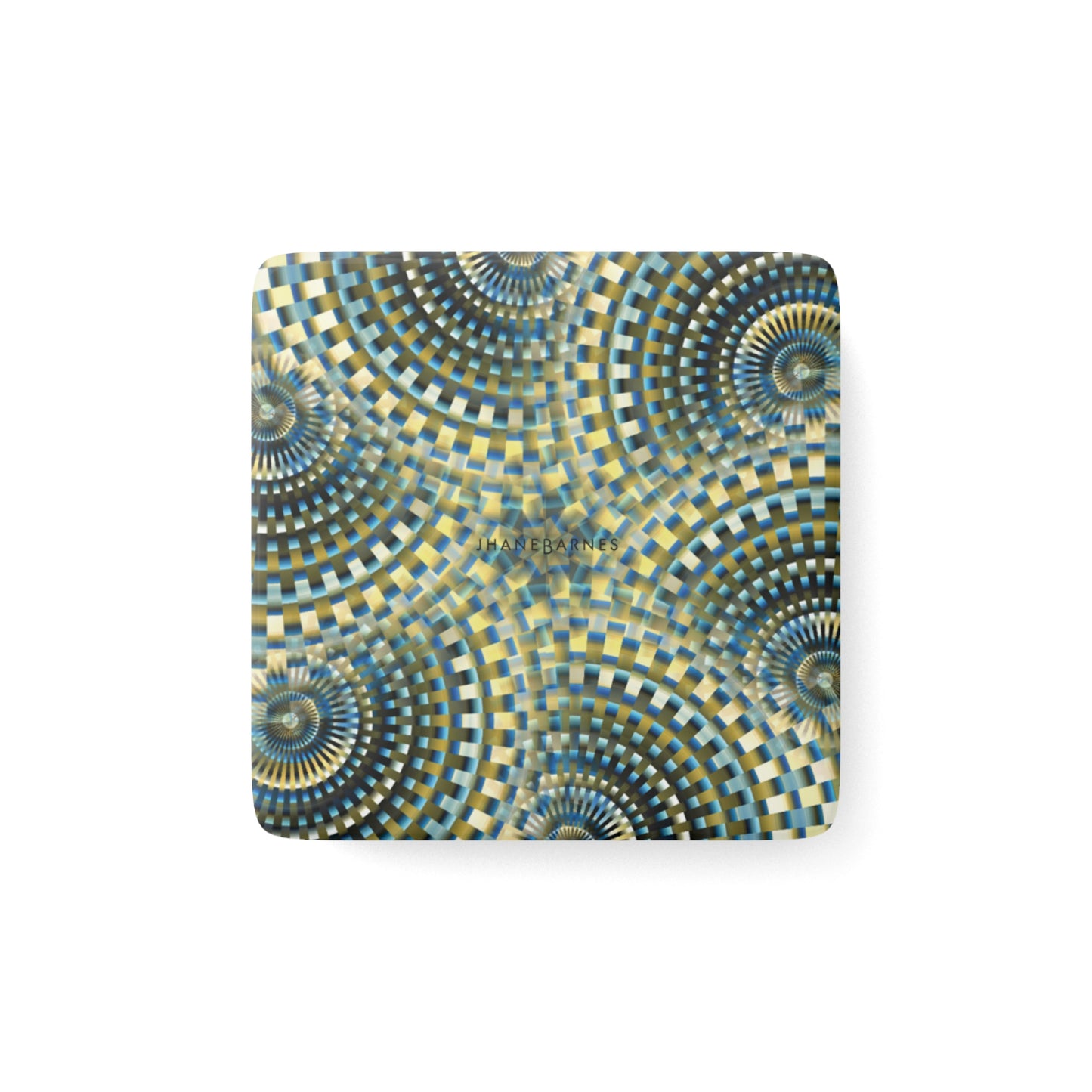 Porcelain Magnet, Square "LAYERED GEARS" col. Blue Jeans
