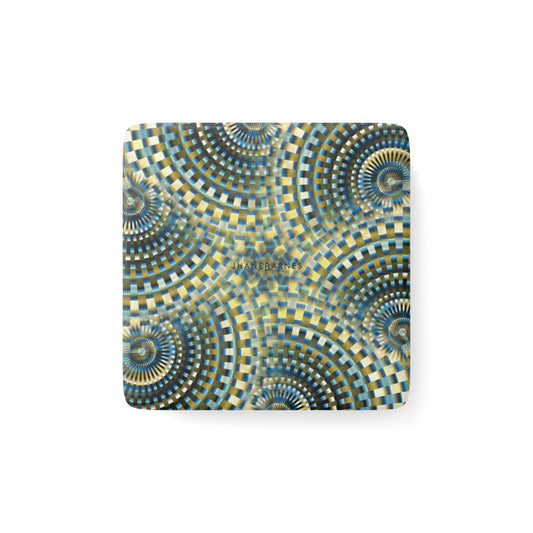 Porcelain Magnet, Square "LAYERED GEARS" col. Blue Jeans