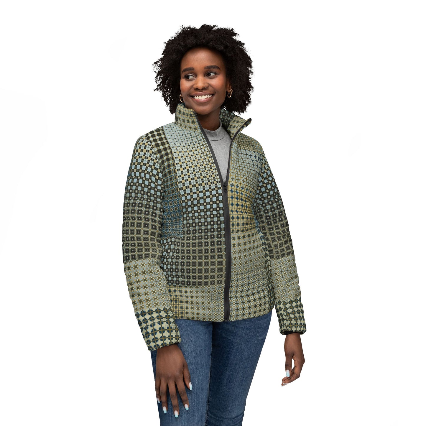 Women’s Puffer Jacket "FREQUENCY" col-21, Jhane Barnes custom design