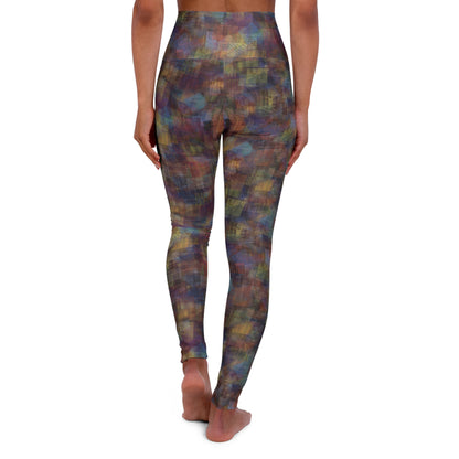 High Waisted Yoga Pants "MOIRE" col multi, Jhane Barnes custom design