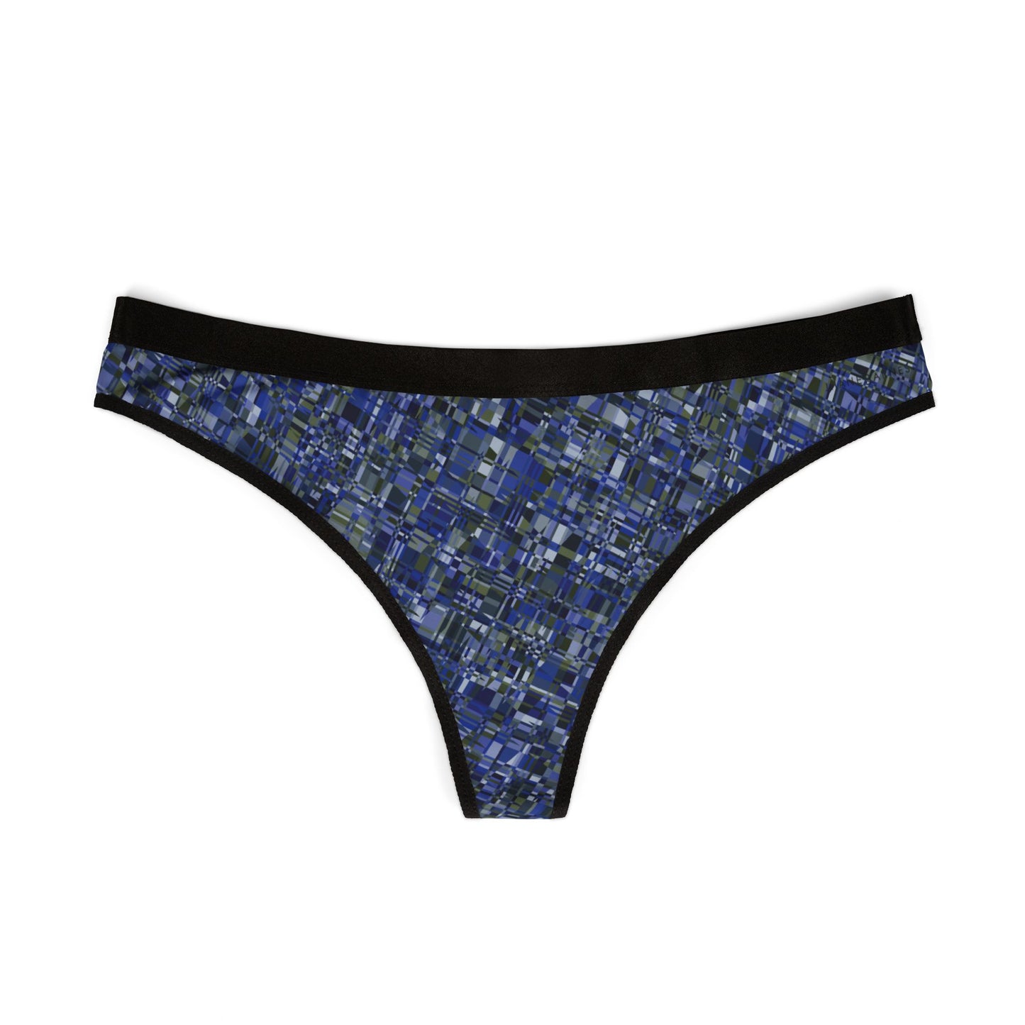 Women's Thongs "MADRAS MAYHEM"  col Cobalt Pulse Jhane Barnes design