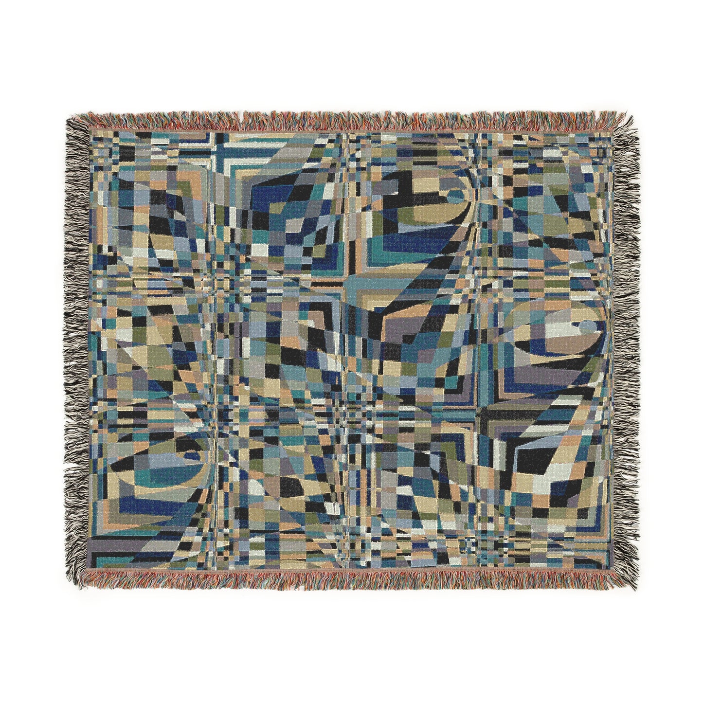 "QUAD II" col. Blue-Green Envy (multiple sizes) JHANE BARNES Custom Woven Blanket