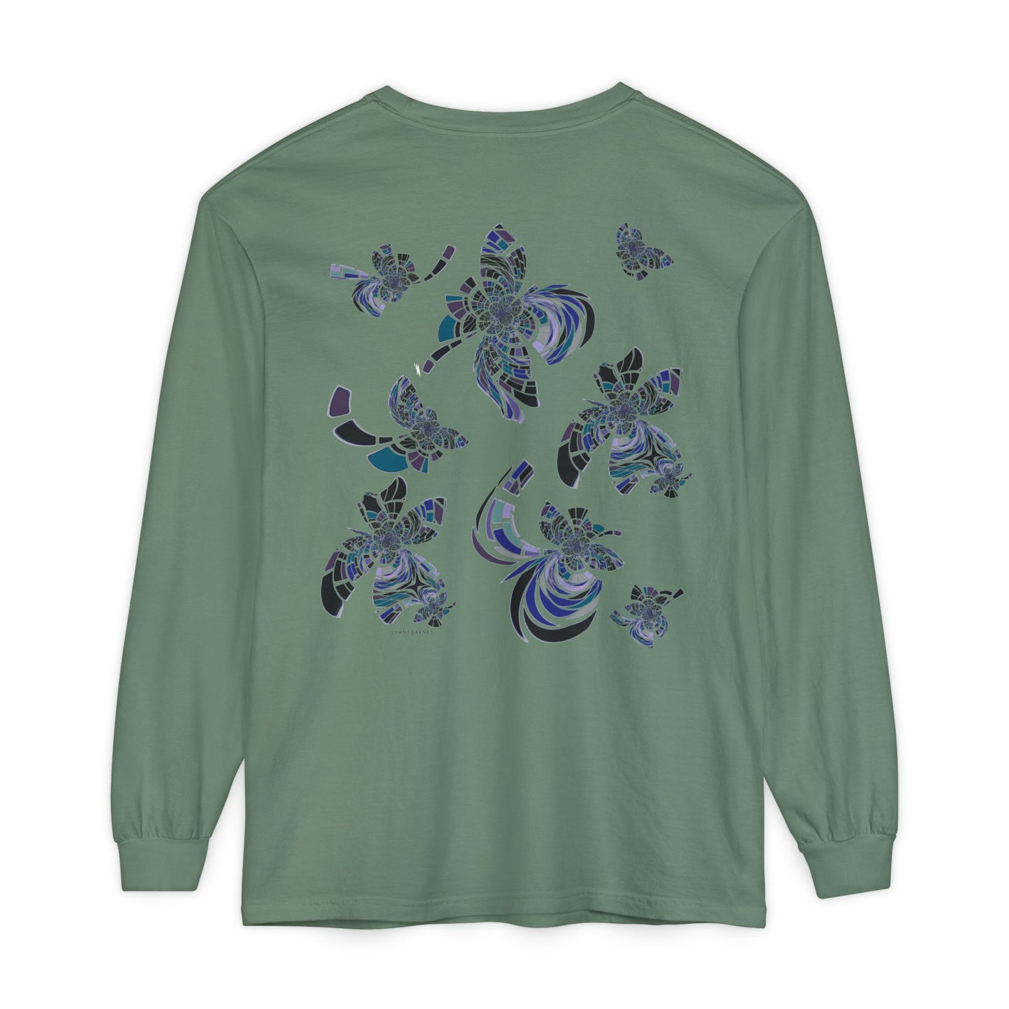 Unisex Long Sleeve T-Shirt "MONDRIAN SPACE" in Blue. Perfect for Casual Comfort and Unique Style