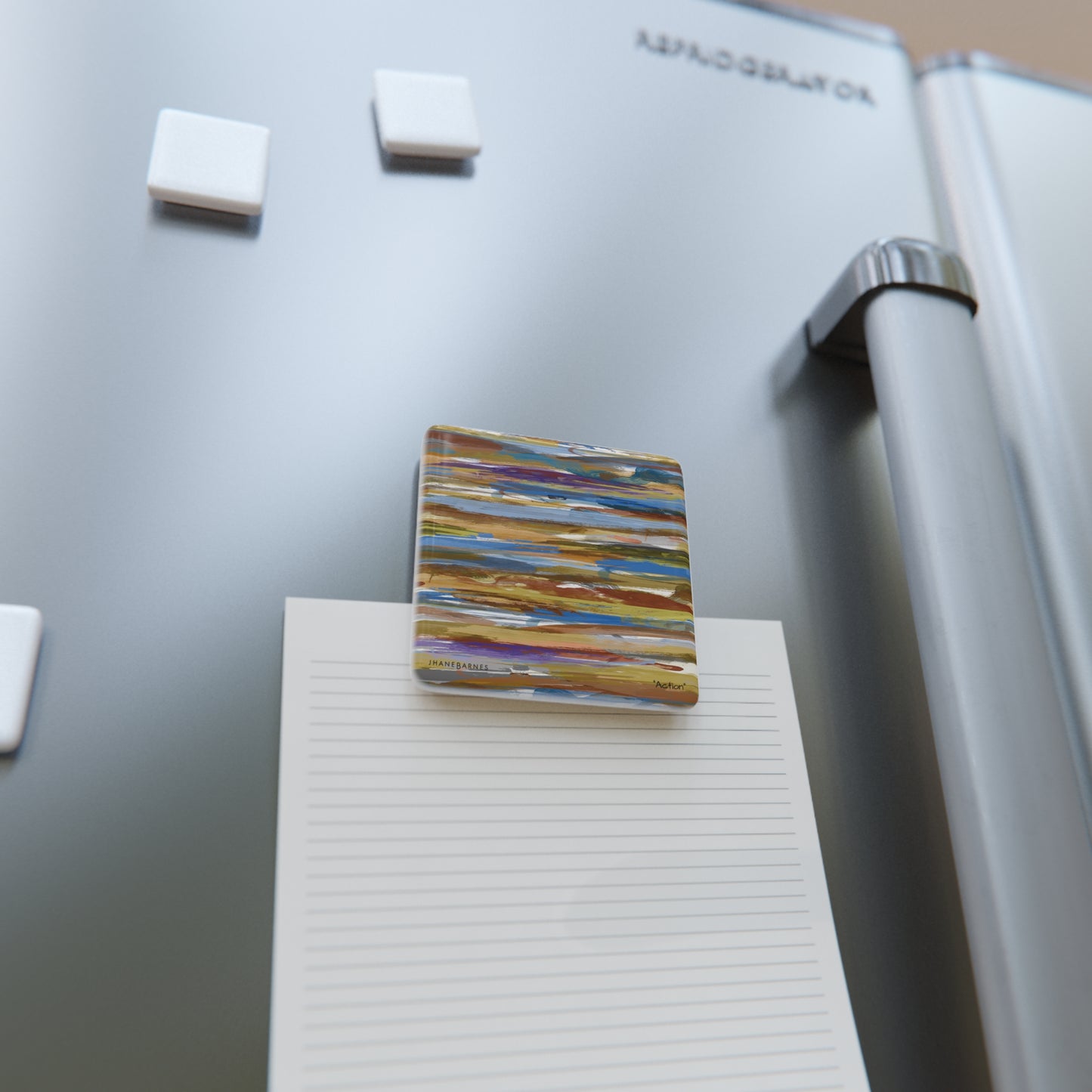 Porcelain Magnet, Square "ACTION"