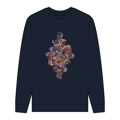 Men's Organic Sweatshirt with Fractal Medallion Pattern - Eco-Friendly Style