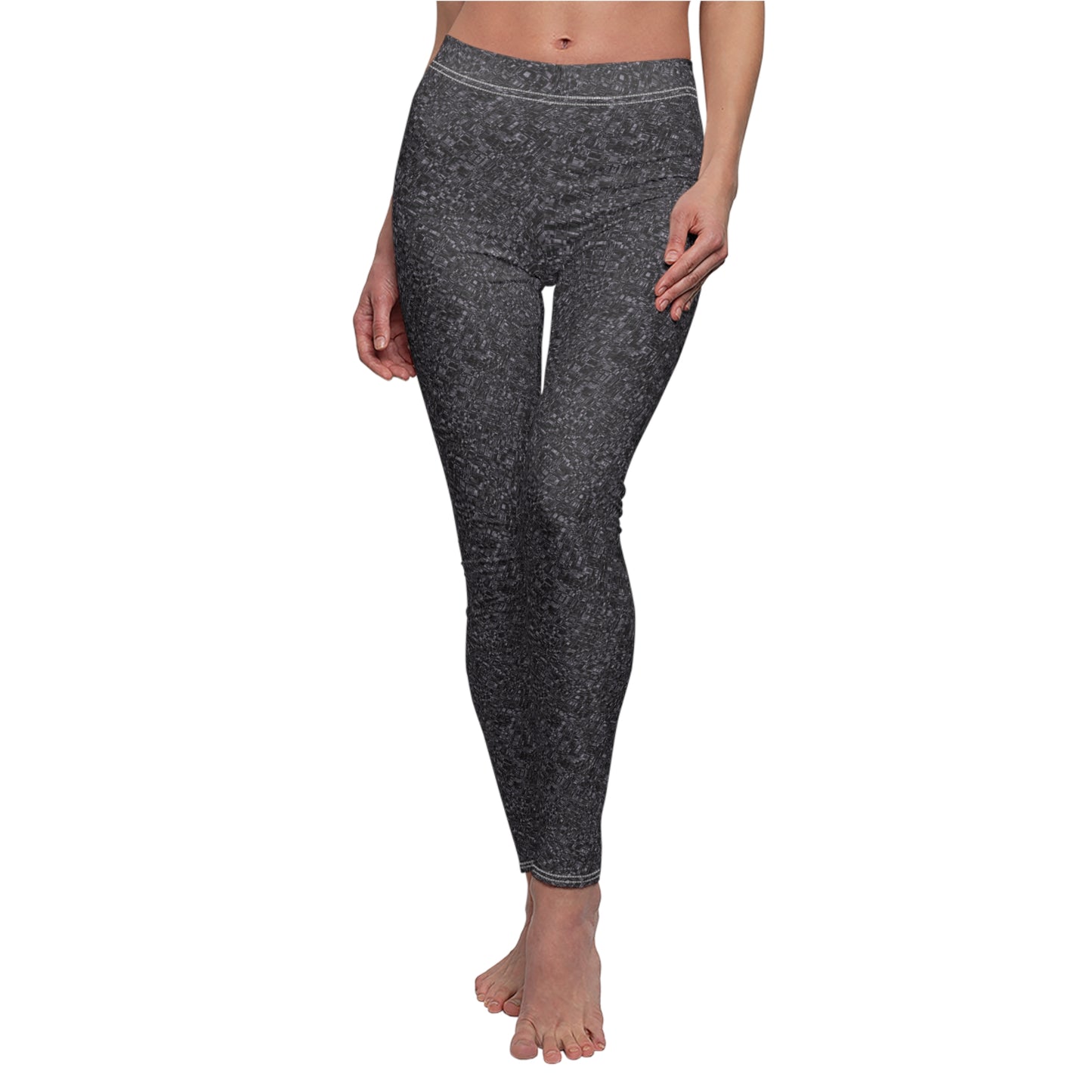 Women's Cut & Sew Casual Leggings "MADRAS MAYHEM" col. Shadowplay
