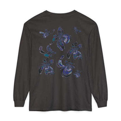 Unisex Long Sleeve T-Shirt "MONDRIAN SPACE" in Blue. Perfect for Casual Comfort and Unique Style