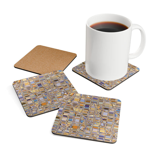 Corkwood Coaster Set  (4 pcs)  "GRIDWRAP" col Sedona