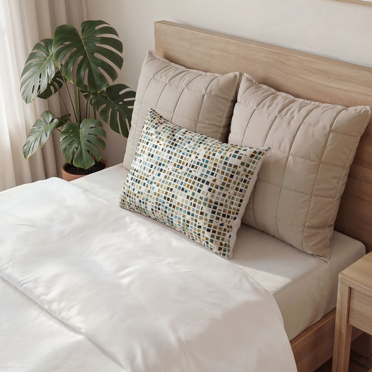 Cotton Pillow Sham "SQUARZE" col. Mint Chocolate