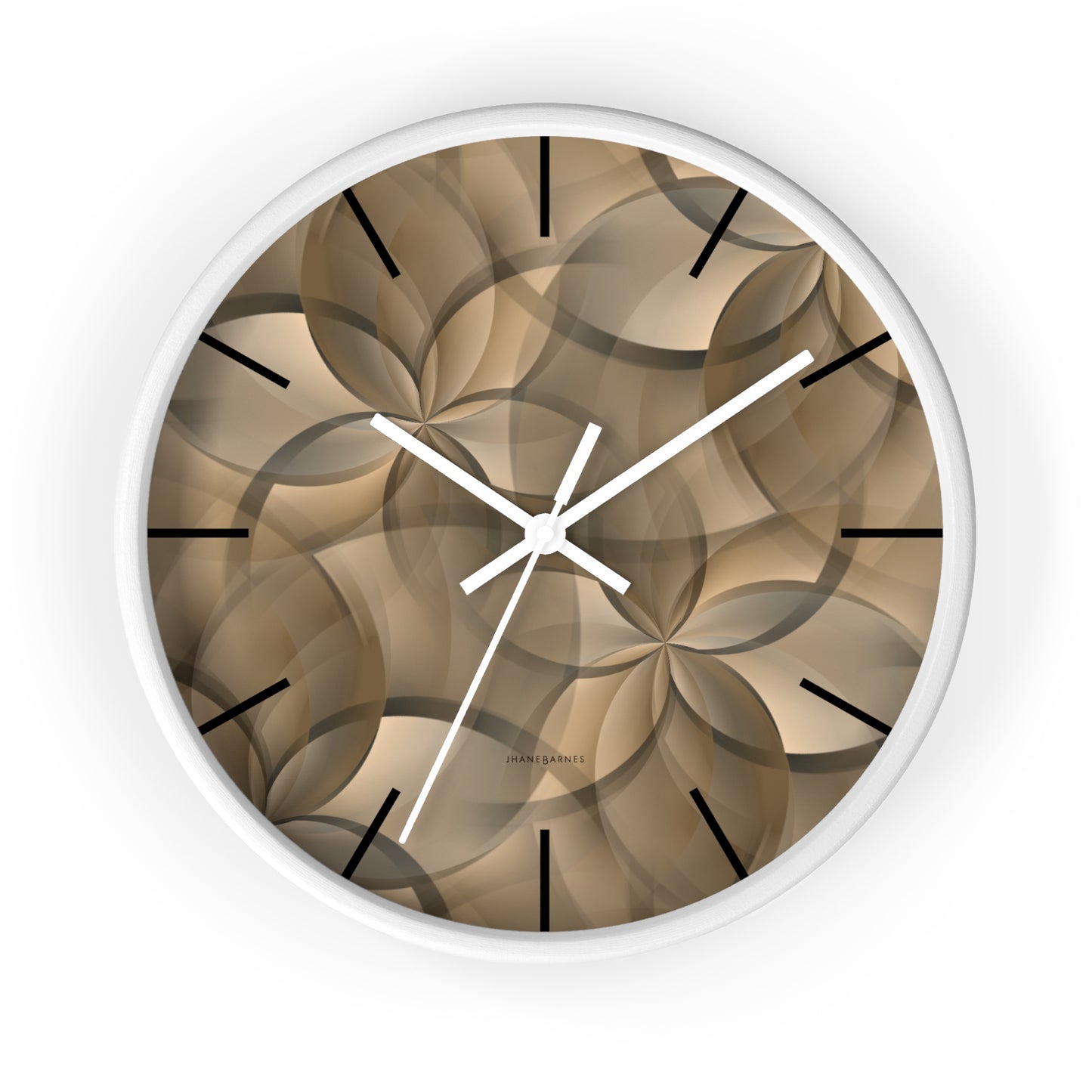 "FLORA" col Sand Dunes - Jhane Barnes custom designed Wall Clock. *Click to select your base color + hands that best matches your space