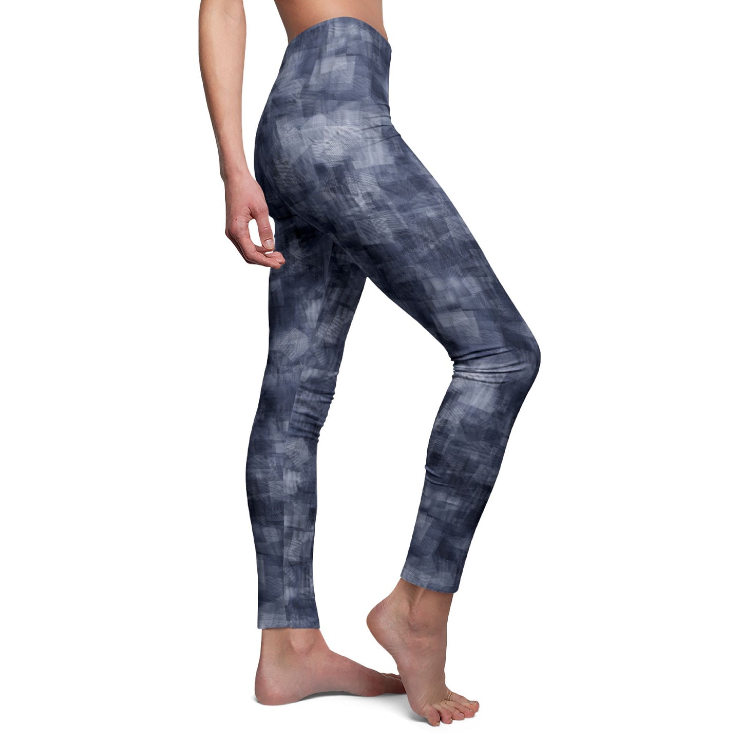 Women's Mid-rise Casual Leggings  "MOIRE" col Navy