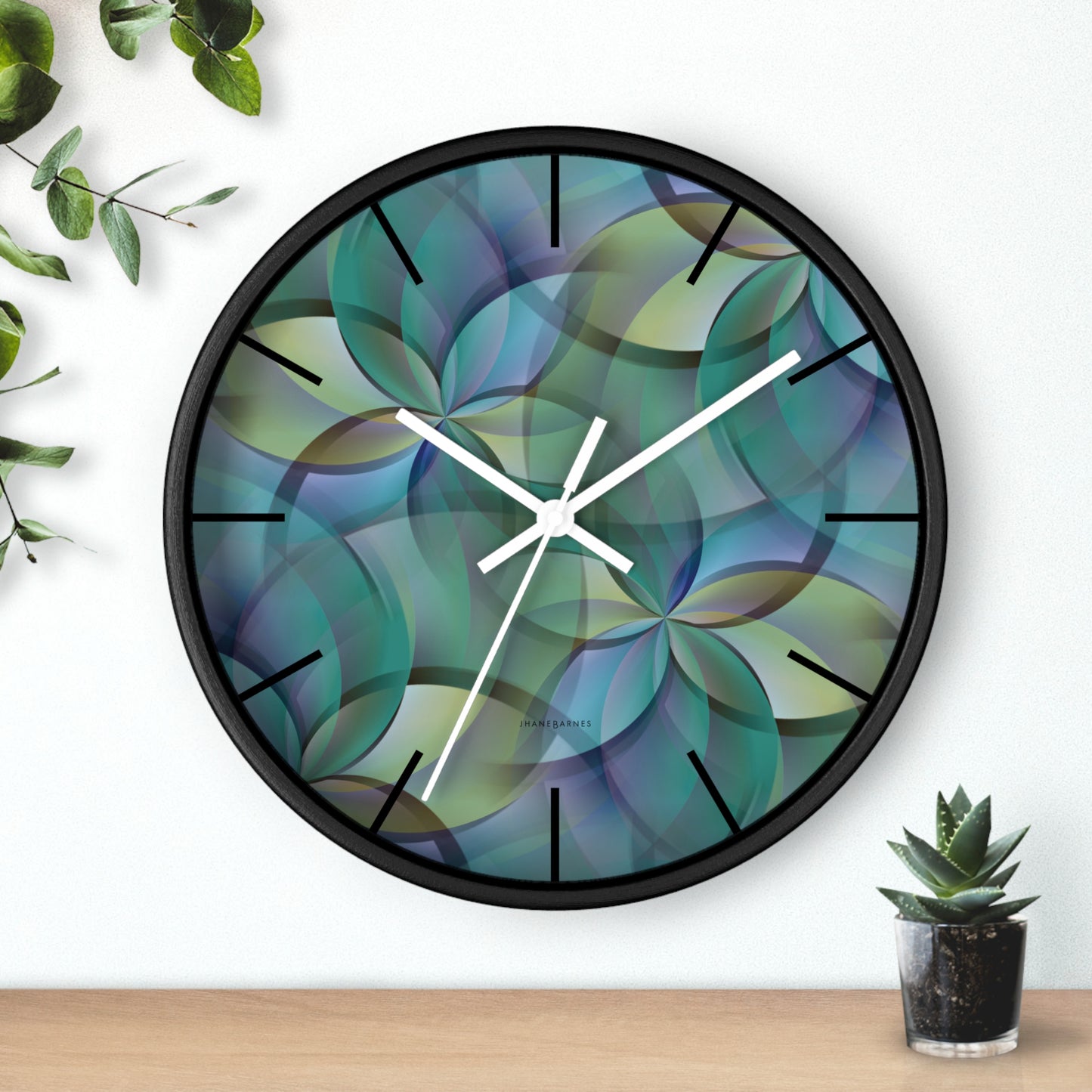 "FLORA" col Heavenly  -  Jhane Barnes custom designed Wall Clock. *Click to select your base color + hands that best matches your space