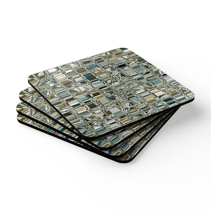 Corkwood Coaster Set  (4 pcs)  "GRIDWRAP" COL Mint Chocolate