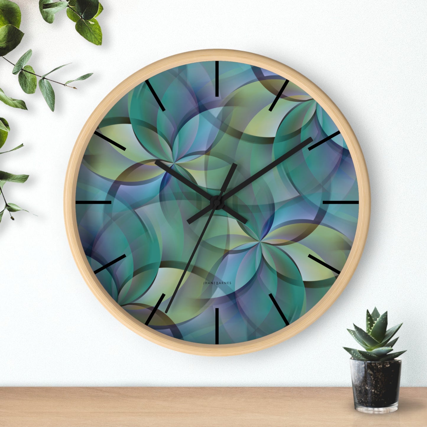 "FLORA" col Heavenly  -  Jhane Barnes custom designed Wall Clock. *Click to select your base color + hands that best matches your space