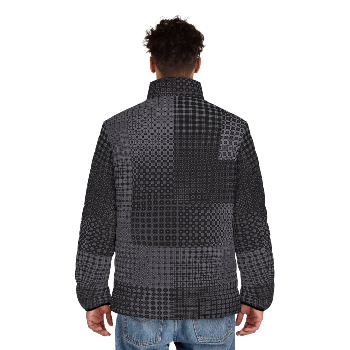 Men's Puffer Jacket "FREQUENCY" col. Shadowplay. Jhane Barnes custom design