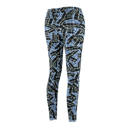 Women's Mid-rise Casual Leggings "GEODESIC" col. Black & Blue