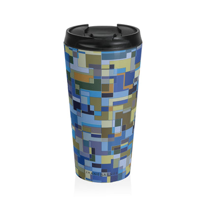 Stainless Steel Travel Mug "POLYOMINOES"  Col Blue Jeans