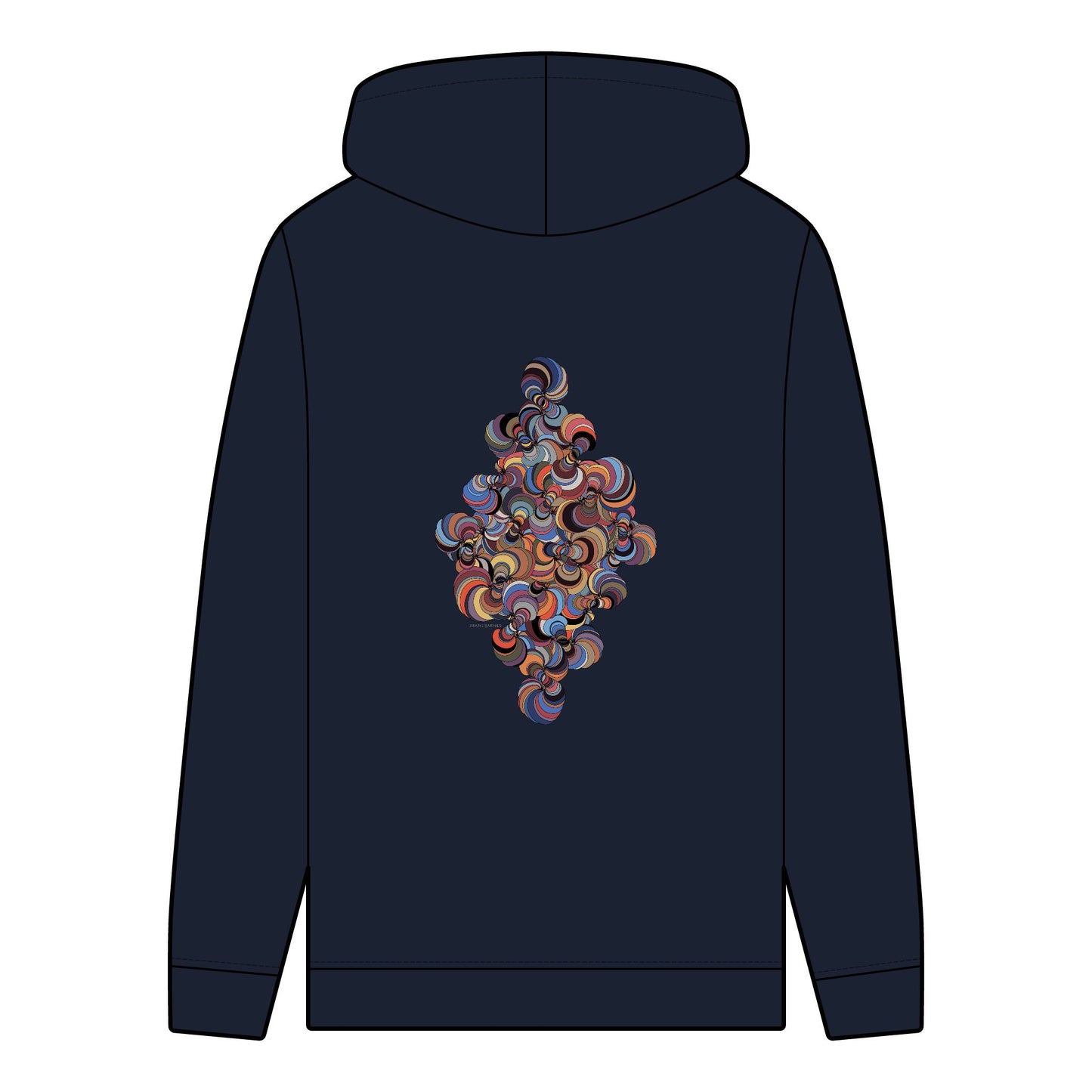 Men's Organic Hoodie with Vibrant Fractal Medallion Pattern