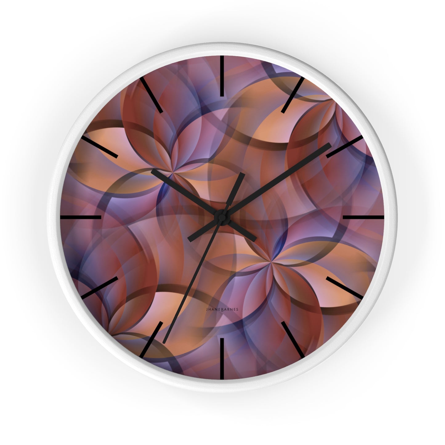 "FLORA" col Red Rock  -  Jhane Barnes custom designed Wall Clock. *Click to select your base color + hands that best matches your space