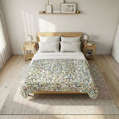 Cotton Comforter "SQUARZE" col. Mint chocolate