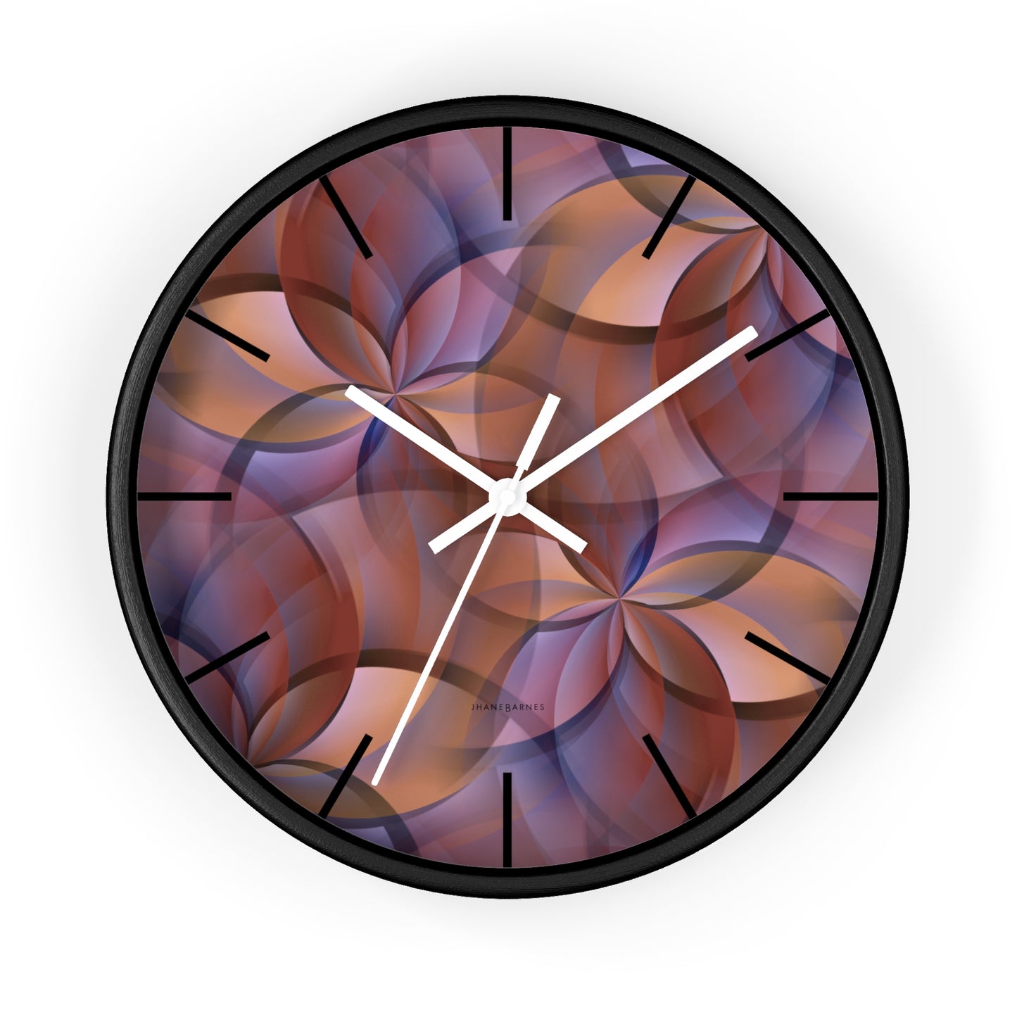 "FLORA" col Red Rock  -  Jhane Barnes custom designed Wall Clock. *Click to select your base color + hands that best matches your space