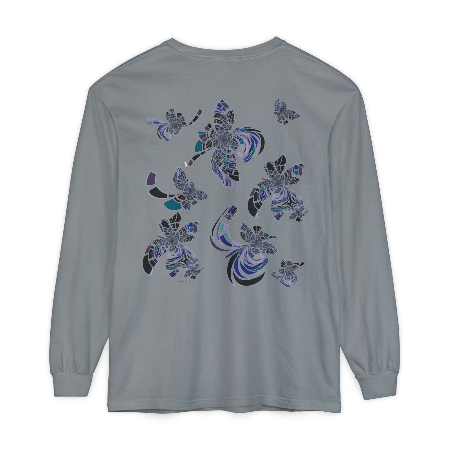 Unisex Long Sleeve T-Shirt "MONDRIAN SPACE" in Blue. Perfect for Casual Comfort and Unique Style